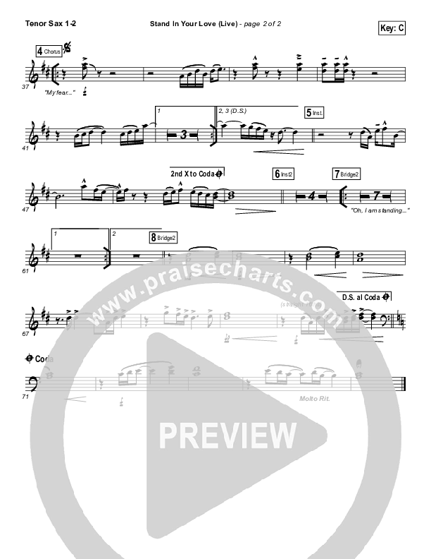 Stand In Your Love (Live) Tenor Sax 1/2 (GATEWAY)