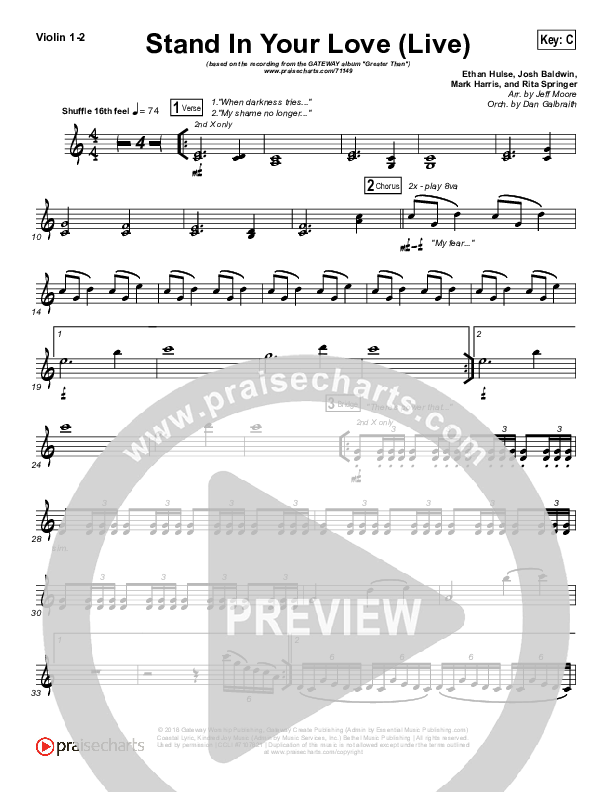 Stand In Your Love (Live) Violin 1/2 (GATEWAY)