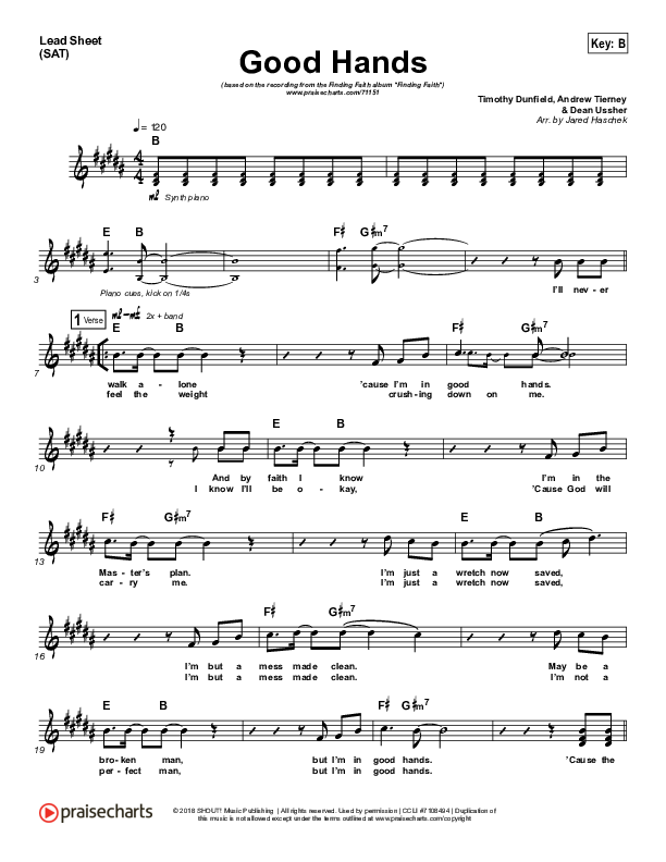 Good Hands Lead Sheet (SAT) (Finding Faith)