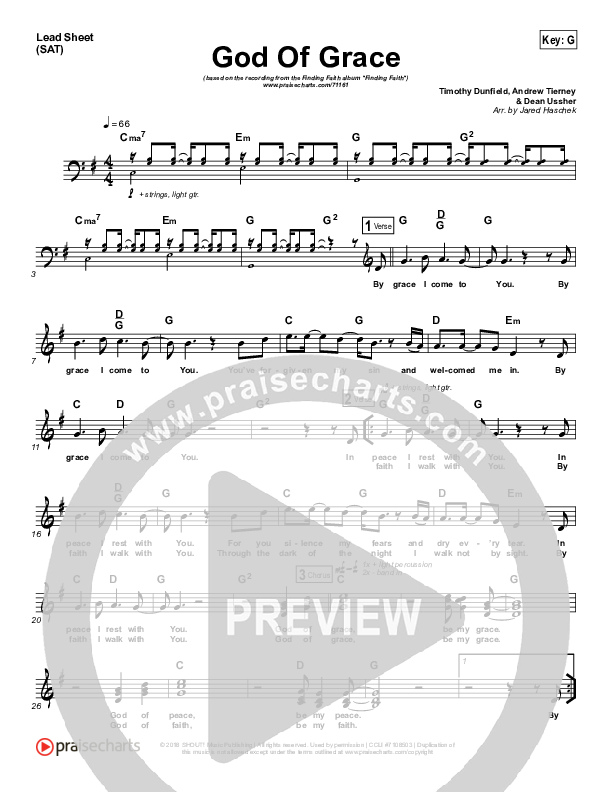 God Of Grace Lead Sheet (SAT) (Finding Faith)