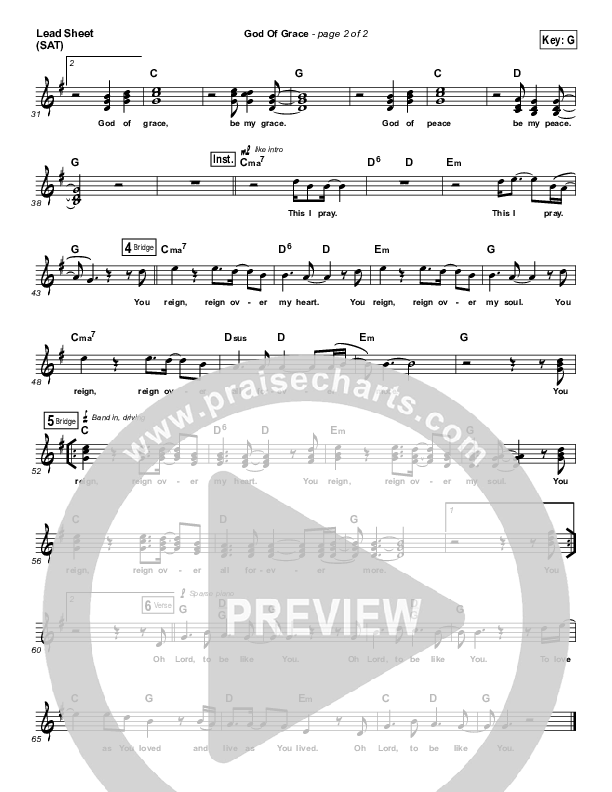 God Of Grace Lead Sheet (SAT) (Finding Faith)