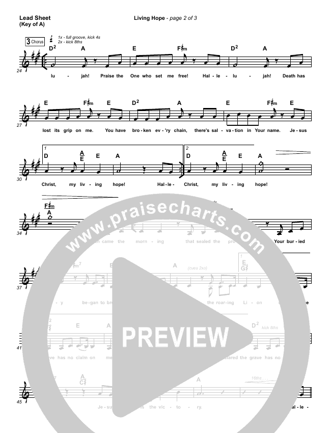 Living Hope Lead Sheet (Melody) - Phil Wickham | PraiseCharts