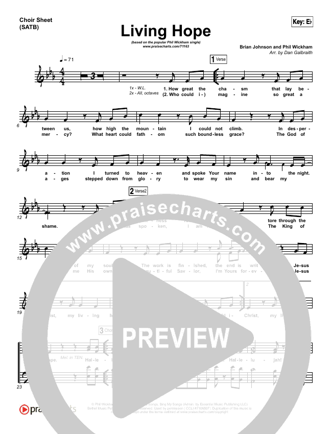 Living Hope Sheet Music PDF (Phil Wickham) - PraiseCharts