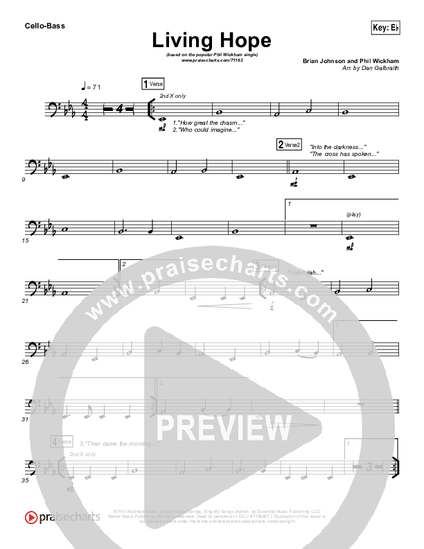 Living Hope Cello/Bass (Phil Wickham)