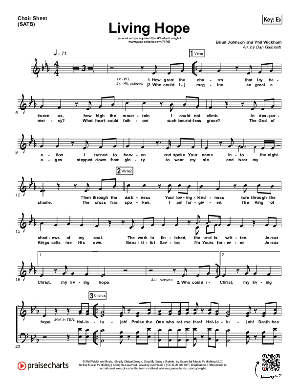 Living Hope Choir Sheet (SATB) (Phil Wickham)