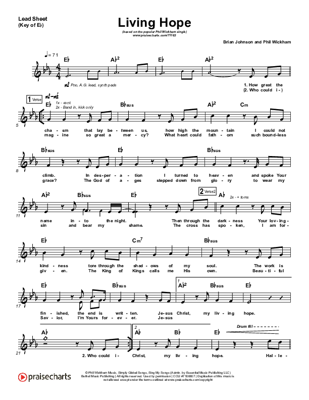 Living Hope Lead Sheet (Melody) (Phil Wickham)