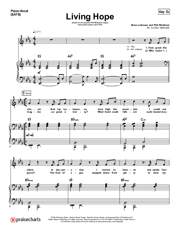 Living Hope Piano/Vocal (SATB) (Phil Wickham)