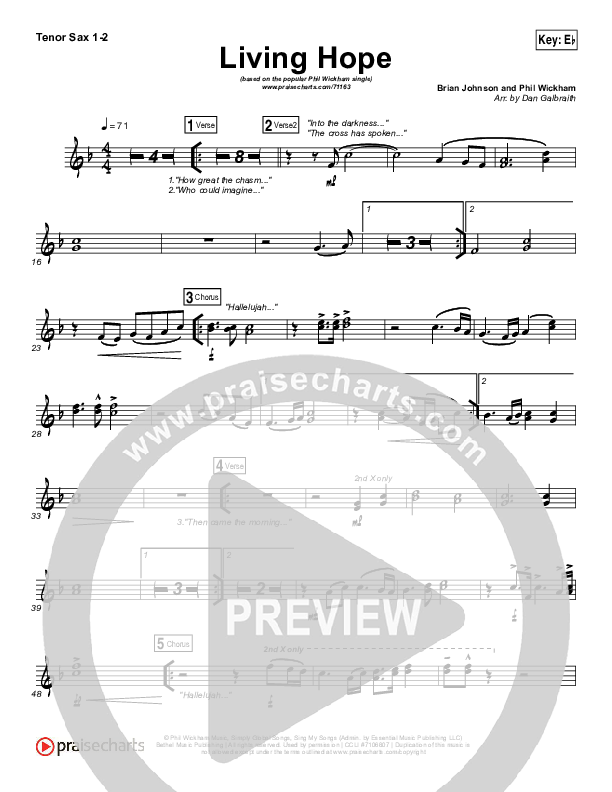 Living Hope Tenor Sax 1,2 (Phil Wickham)