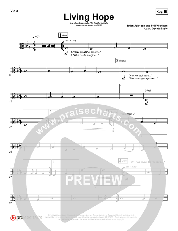 Living Hope Viola Sheet Music PDF (Phil Wickham) PraiseCharts
