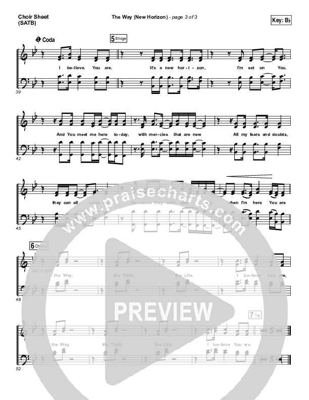 The Way (New Horizon) Choir Sheet (SATB) (Pat Barrett)