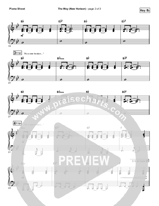 The Way (New Horizon) Piano Sheet (Pat Barrett)