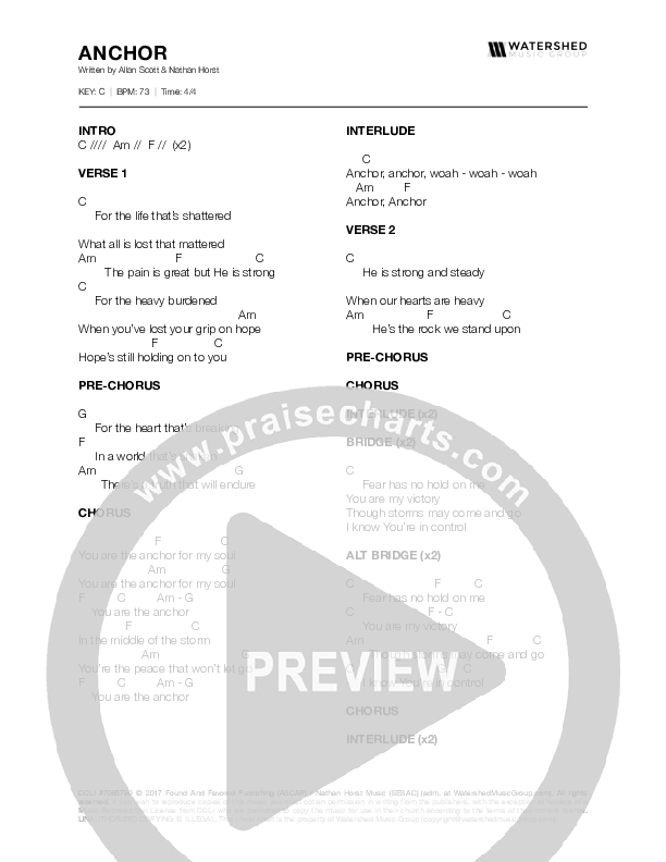 Anchor Chords & Lyrics (Allan Scott)