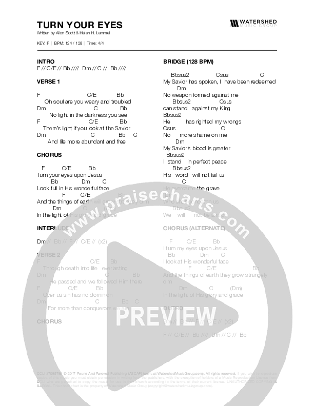 Turn Your Eyes Chords & Lyrics (Allan Scott)