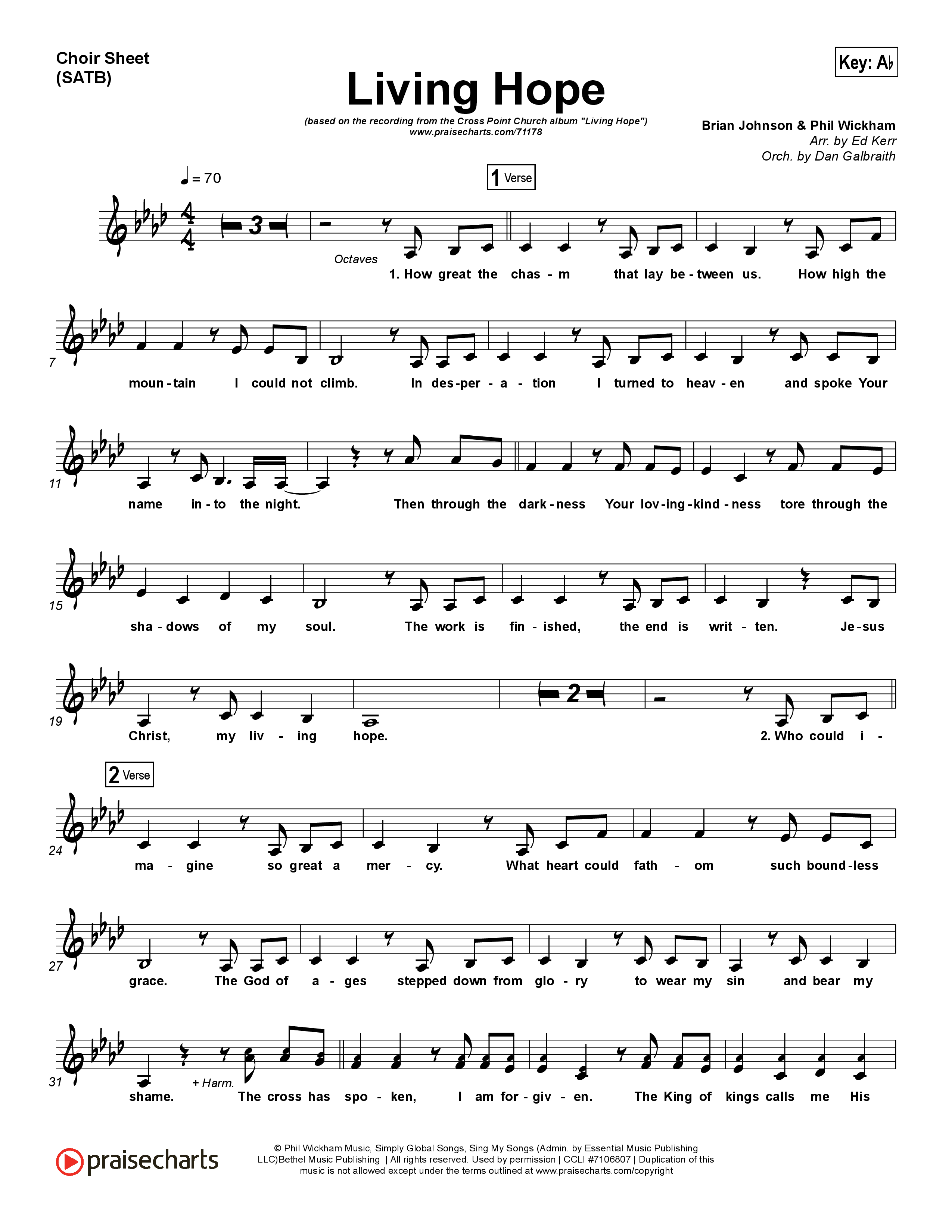 Living Hope Choir Sheet (SATB) (Cross Point Music / Cheryl Stark)
