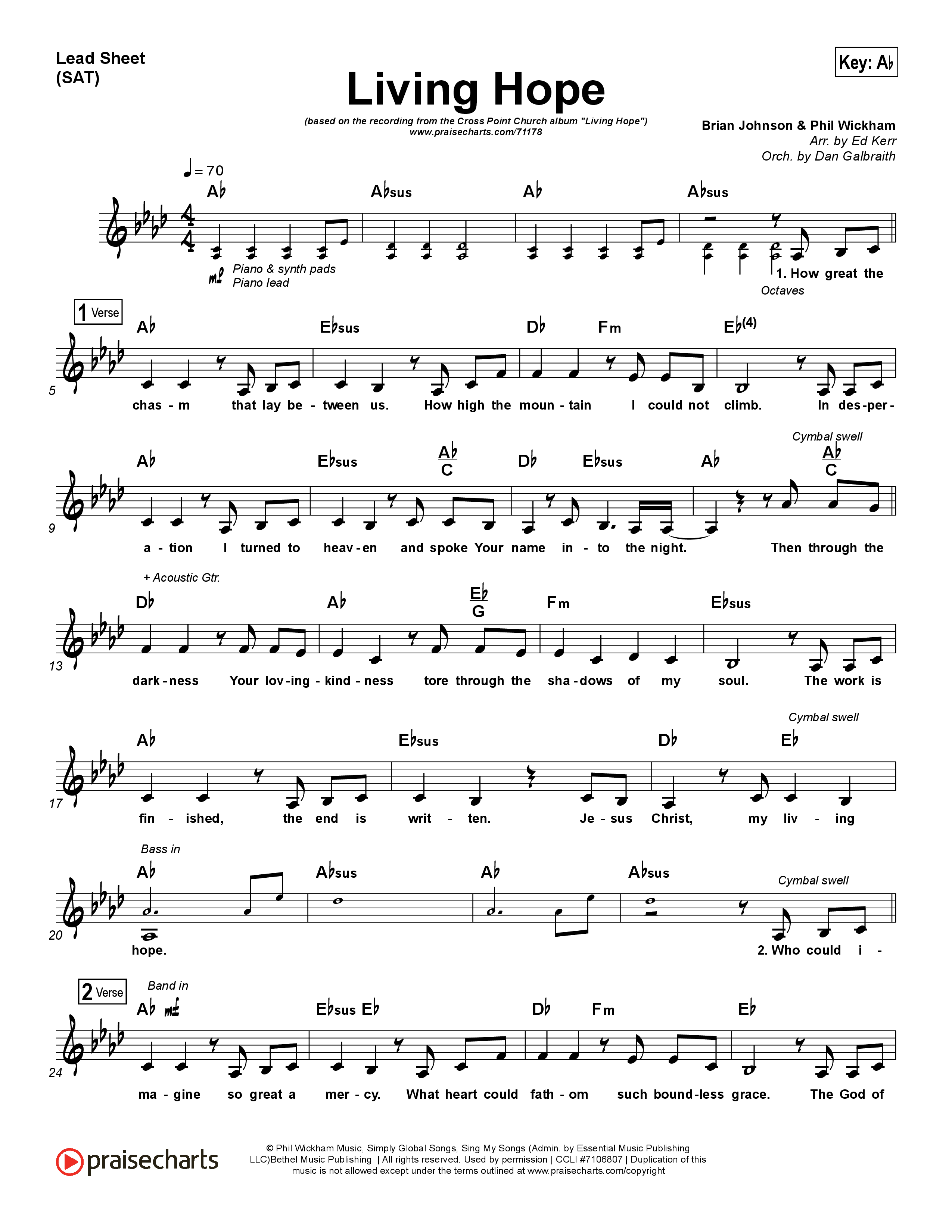 Living Hope Lead Sheet (SAT) (Cross Point Music / Cheryl Stark)