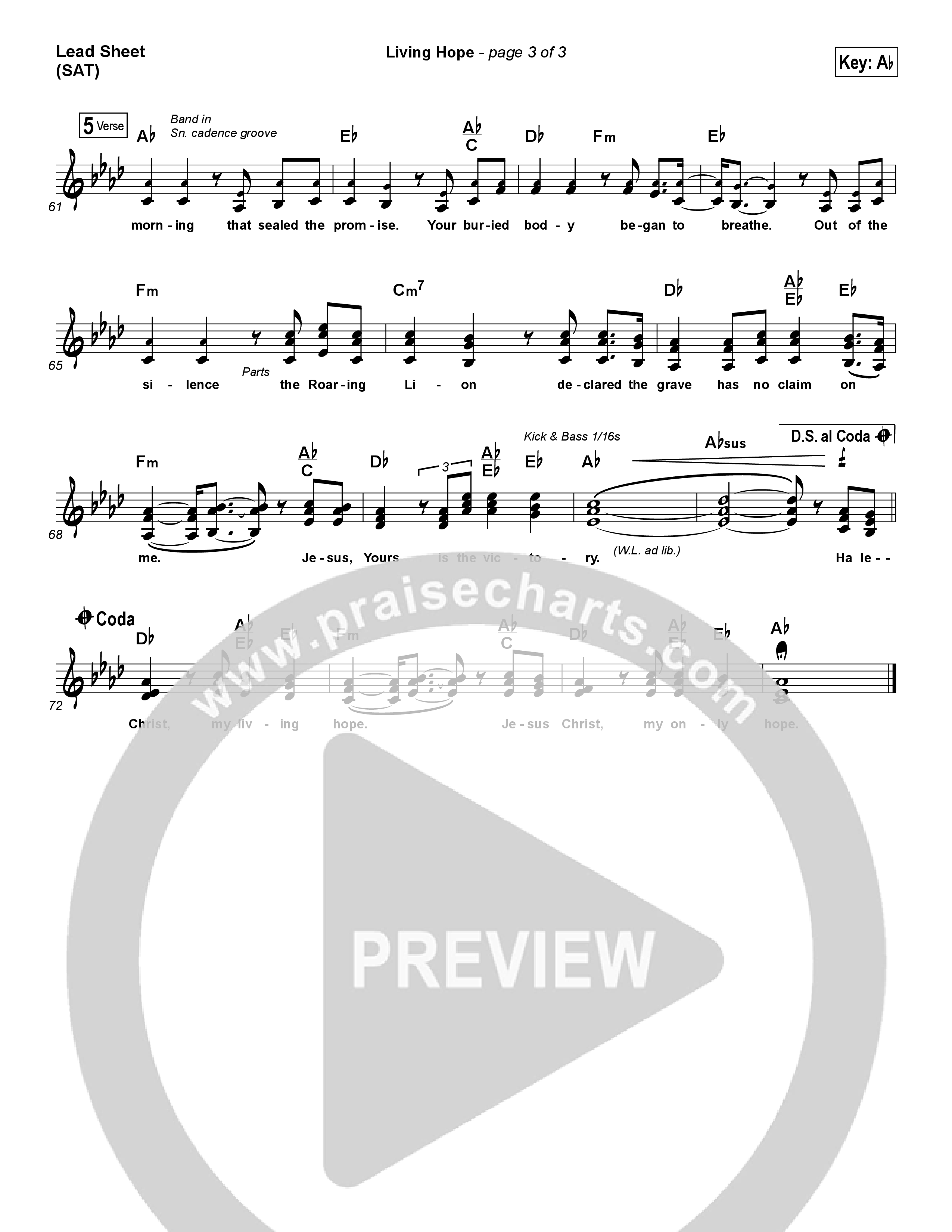 Living Hope Lead Sheet (SAT) (Cross Point Music / Cheryl Stark)