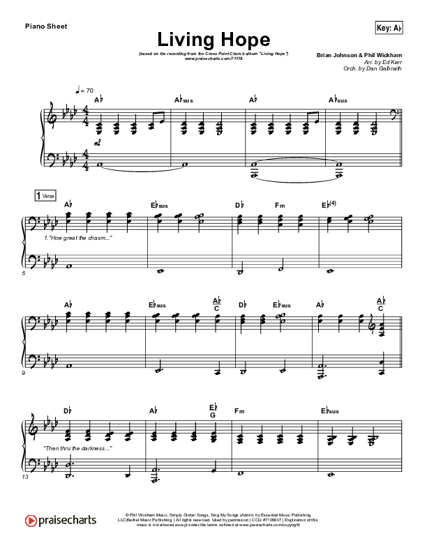Living Hope Piano Sheet (Cross Point Music / Cheryl Stark)