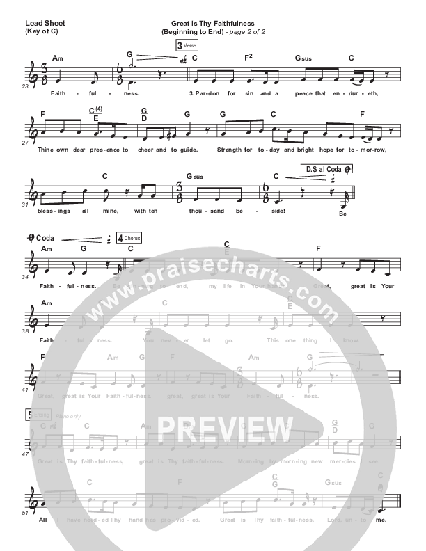 Great Is Thy Faithfulness (Beginning To End) Lead Sheet (Melody) (One Sonic Society / Michael Weaver)