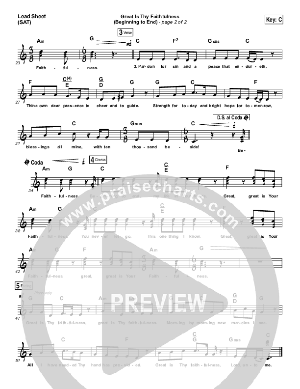 Great Is Thy Faithfulness (Beginning To End) Lead Sheet (SAT) (One Sonic Society / Michael Weaver)