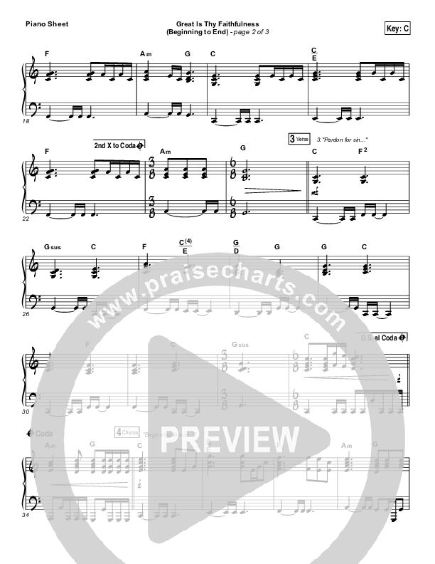 Great Is Thy Faithfulness (Beginning To End) Piano Sheet (One Sonic Society / Michael Weaver)