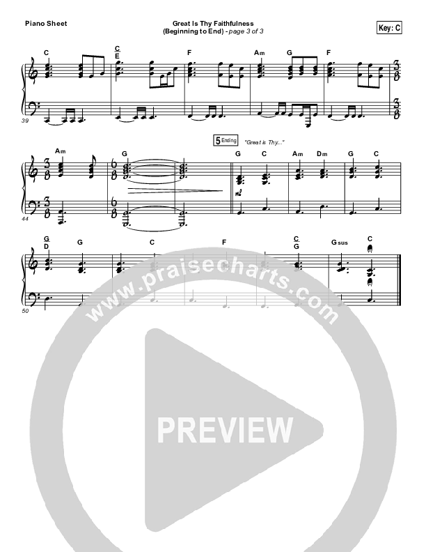 Great Is Thy Faithfulness (Beginning To End) Piano Sheet (One Sonic Society / Michael Weaver)