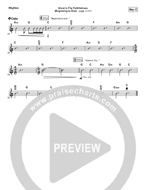 Great Is Thy Faithfulness (Beginning To End) Rhythm Chart (One Sonic Society / Michael Weaver)