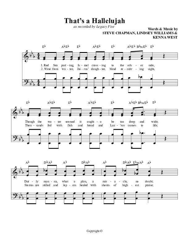 That’s A Hallelujah Lead Sheet (Daywind Music)