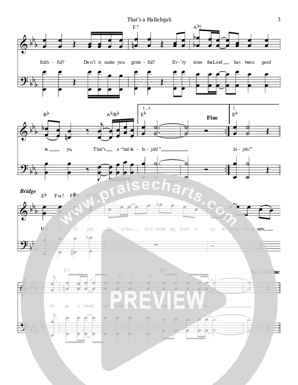 That’s A Hallelujah Lead Sheet (SAT) (Daywind Music)