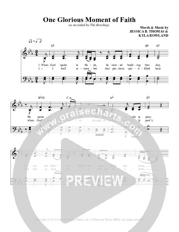 One Glorious Moment of Faith Lead Sheet (Daywind Music)