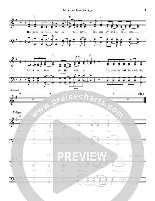 Mourning Into Dancing Lead Sheet (SAT) (Daywind Music)