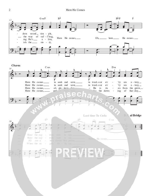 Here He Comes Lead Sheet (Daywind Music)