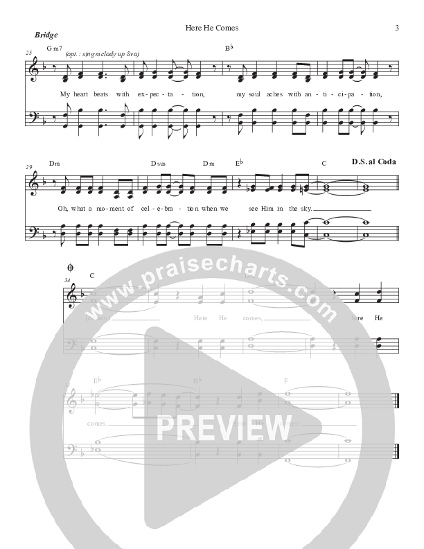 Here He Comes Lead Sheet (SAT) (Daywind Music)