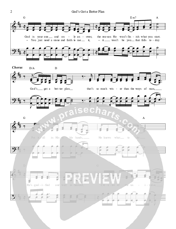 God's Got A Better Plan Lead Sheet (Daywind Music)