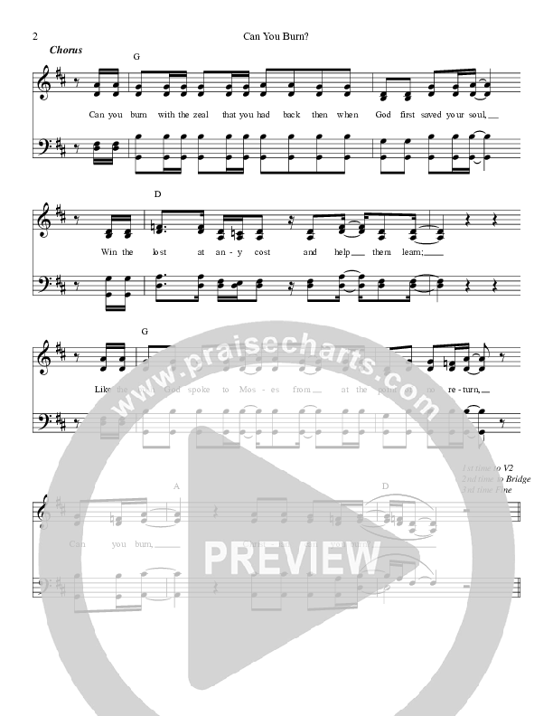 Can You Burn Lead Sheet (Daywind Music)