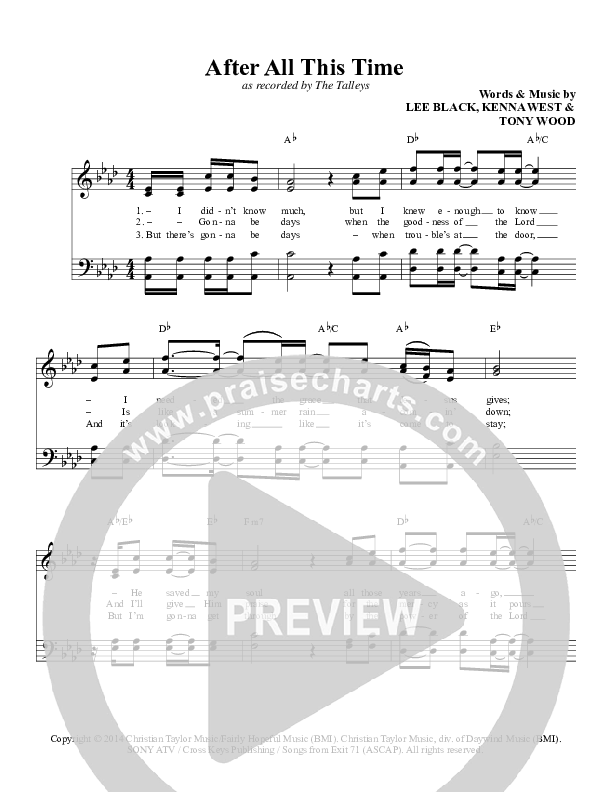 After All This Time Lead Sheet (SAT) (Daywind Music)