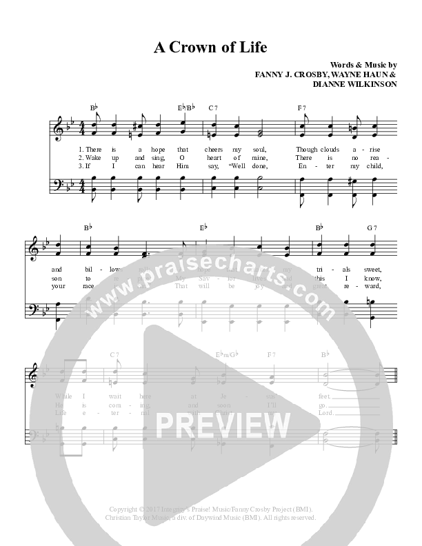 A Crown Of Life Lead Sheet (Daywind Music)