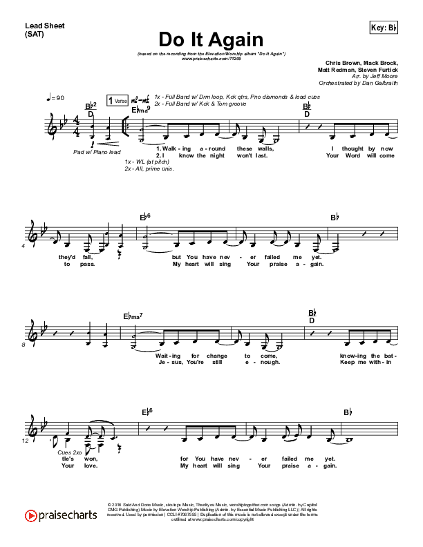 Do It Again (Radio) Lead Sheet (SAT) (Elevation Worship)