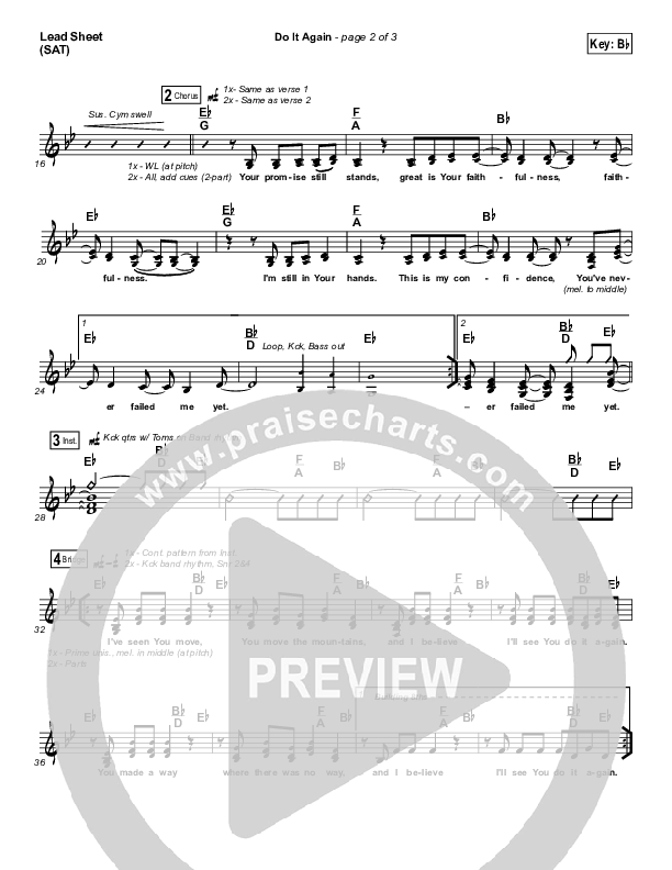 Do It Again (Radio) Lead Sheet (SAT) (Elevation Worship)