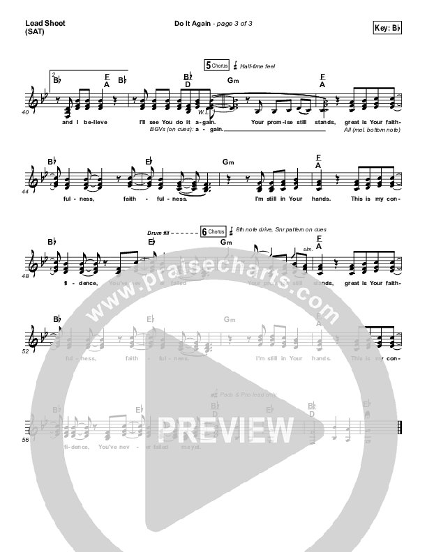 Do It Again (Radio) Lead Sheet (SAT) (Elevation Worship)