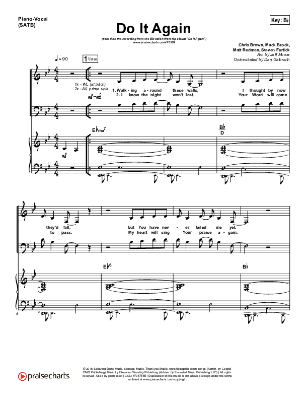 Do It Again (Radio) Piano/Vocal (SATB) (Elevation Worship)