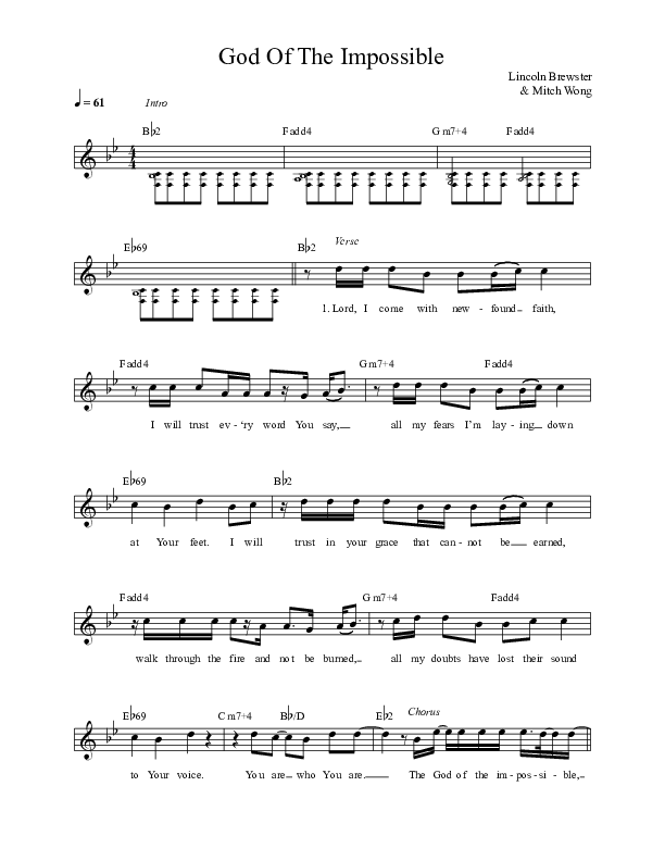 God Of The Impossible Lead Sheet (Lincoln Brewster)