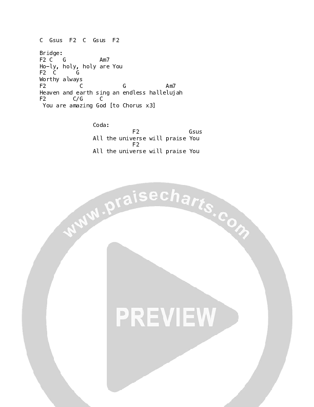 Amazing God Chord Chart (Lincoln Brewster)