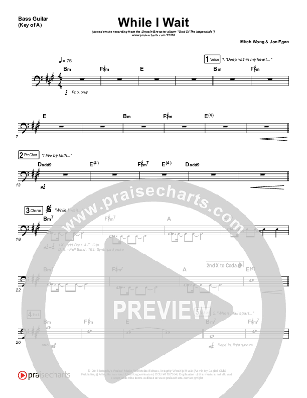 While I Wait Bass Guitar (Lincoln Brewster)