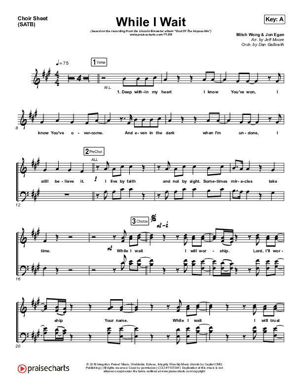 While I Wait Choir Sheet (SATB) (Lincoln Brewster)