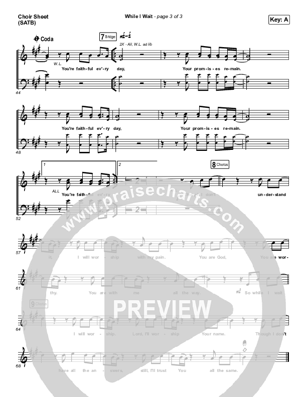 While I Wait Choir Sheet (SATB) (Lincoln Brewster)