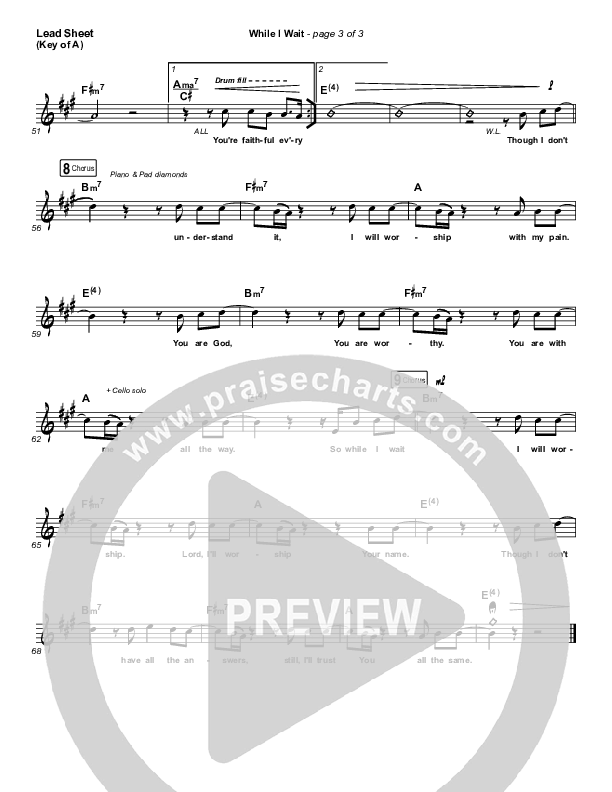 While I Wait Lead Sheet (Melody) (Lincoln Brewster)