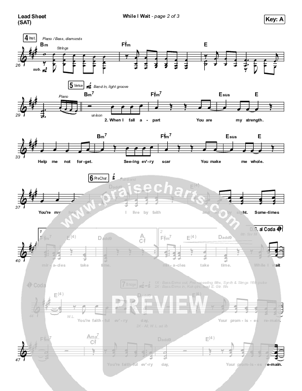While I Wait Lead Sheet (SAT) (Lincoln Brewster)