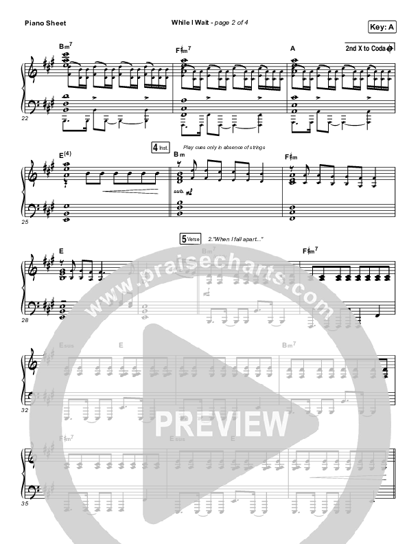 While I Wait Piano Sheet (Lincoln Brewster)