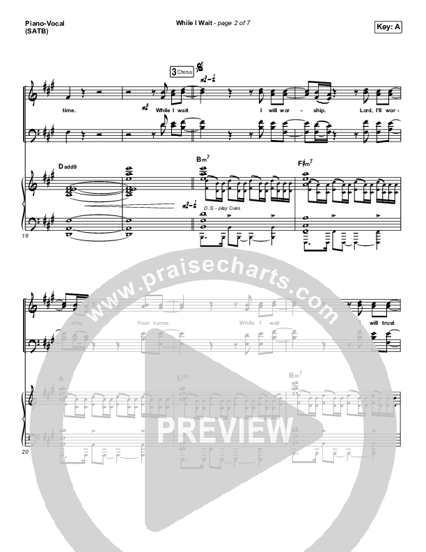 While I Wait Piano/Vocal (SATB) (Lincoln Brewster)