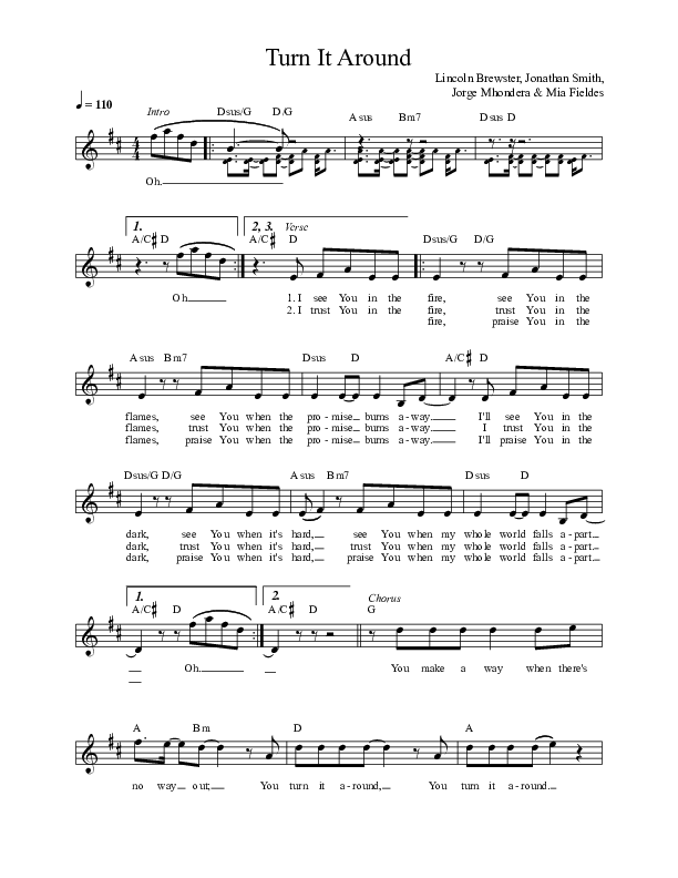 Turn It Around Lead Sheet (Lincoln Brewster)